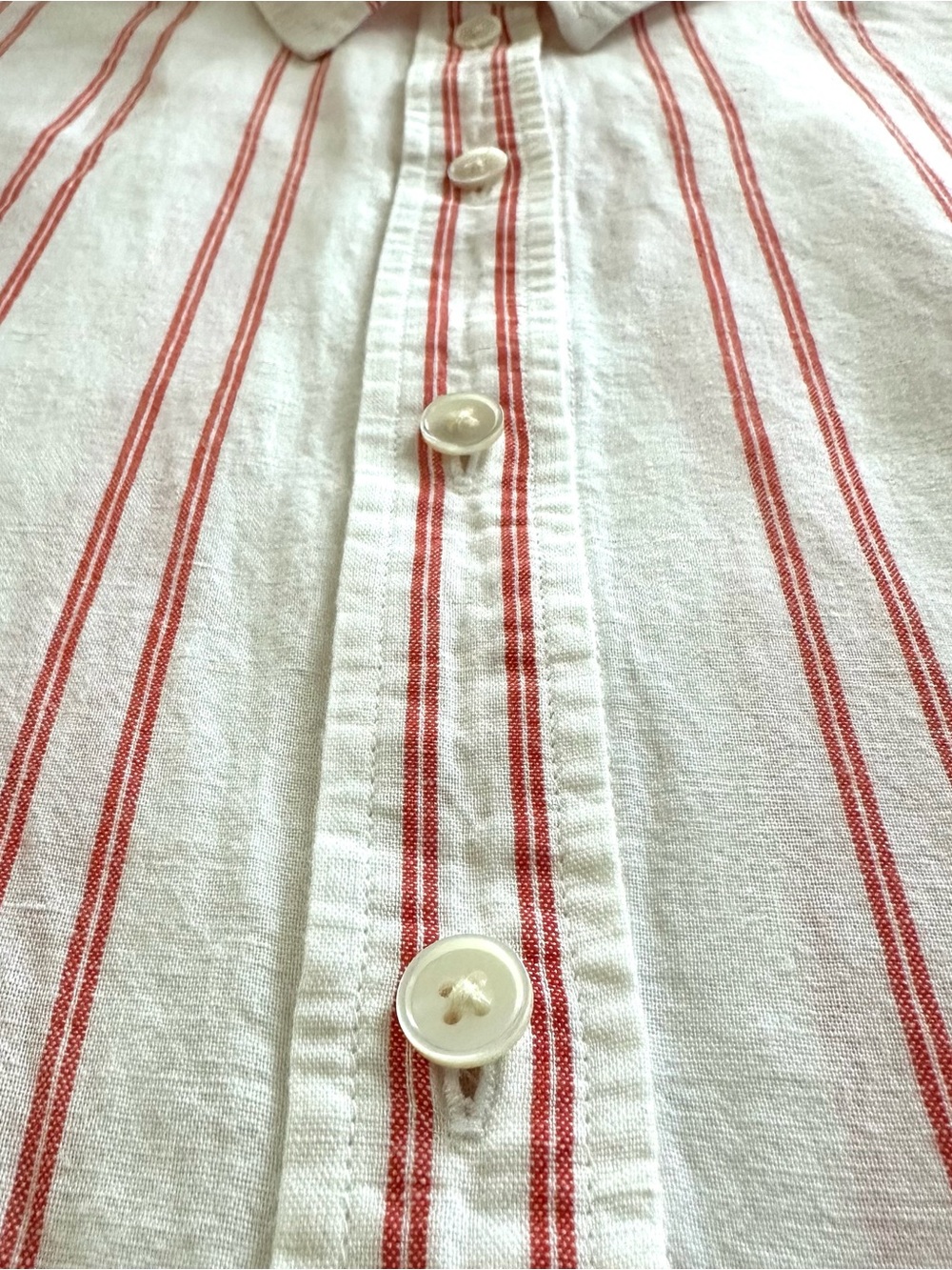 Madewell Oversized Pleated Sleeve Button Up Shirt in Bright Flame Stripe | XXL - Picture 8 of 14